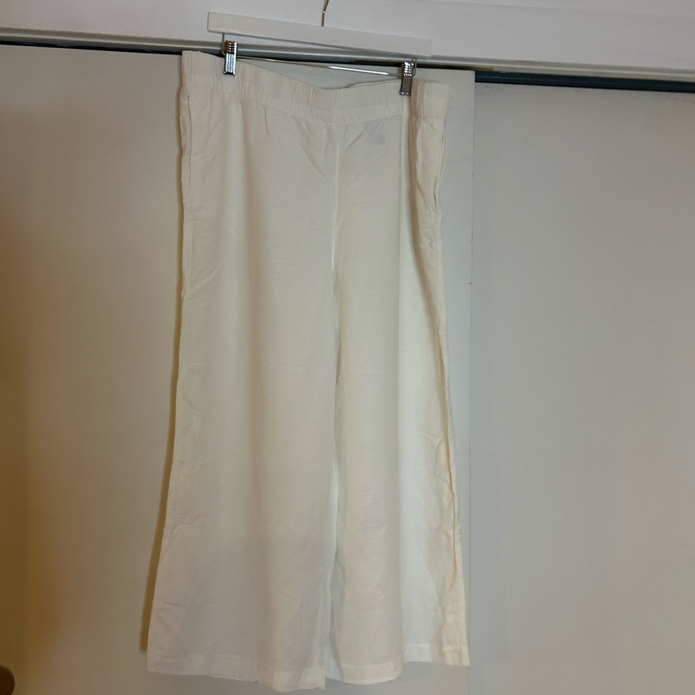 H&M White Wide-Leg linen blend Pants